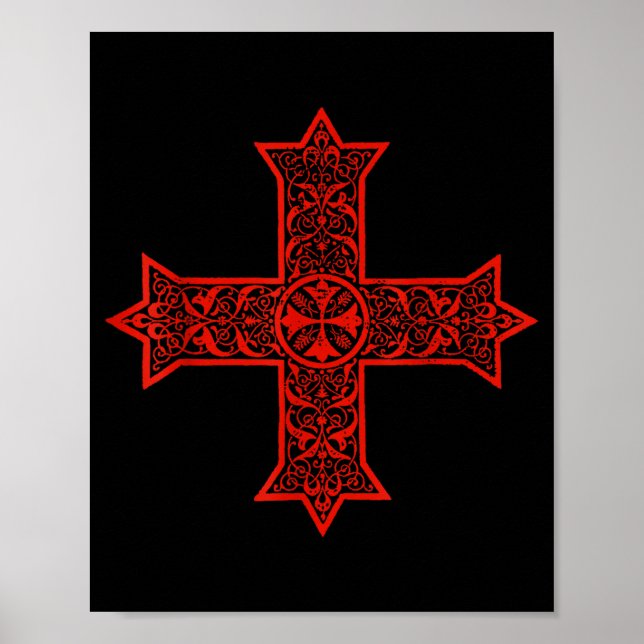 Koptisk kors Koptisk-ortodoxa kyrkan Östlig Kristu Poster (Framsidan)