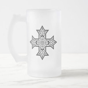 Koptisk kors Premium finkonst Frostat Ölglas