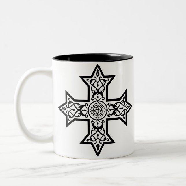 Koptiska korset Två-Tonad mugg (Vänster)