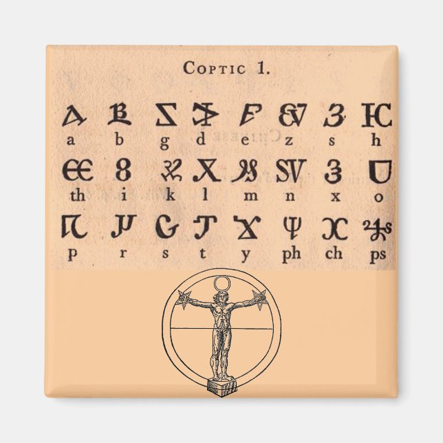 koptiskt alfabet magnet (Framsidan)