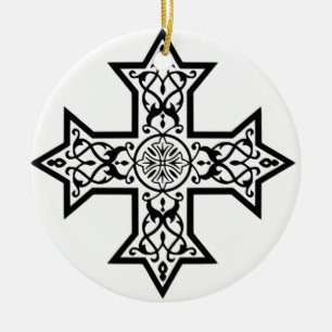 Koptiskt kors julgransprydnad keramik
