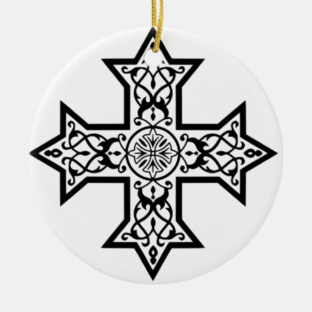 Koptiskt kors julgransprydnad keramik (Framsidan)