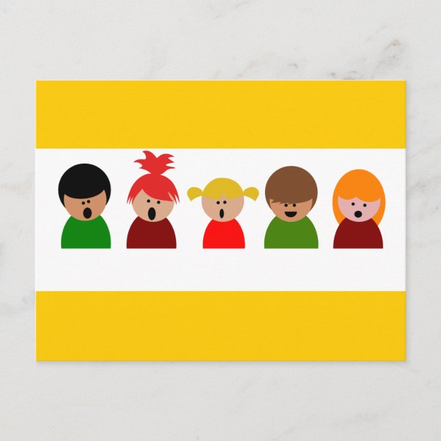 kör-310673 choir-barn som sjunger musik lycklig c vykort (Framsida)