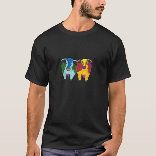 Kor av olika färg Handritad design T Shirt (Framsida)