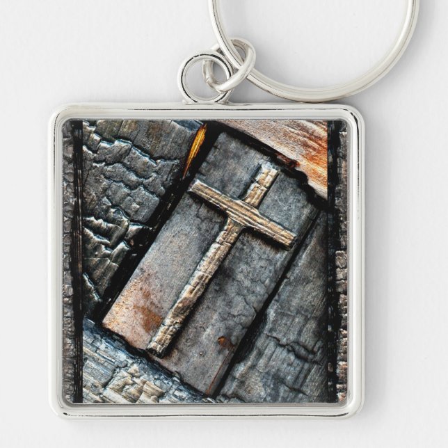 Kor av skydd fyrkantig silverfärgad nyckelring (Framsidan)