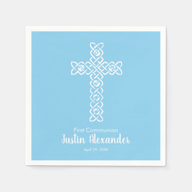 Kor | Baby blue unionen Baptism Christening Pappersservett (Framsidan)