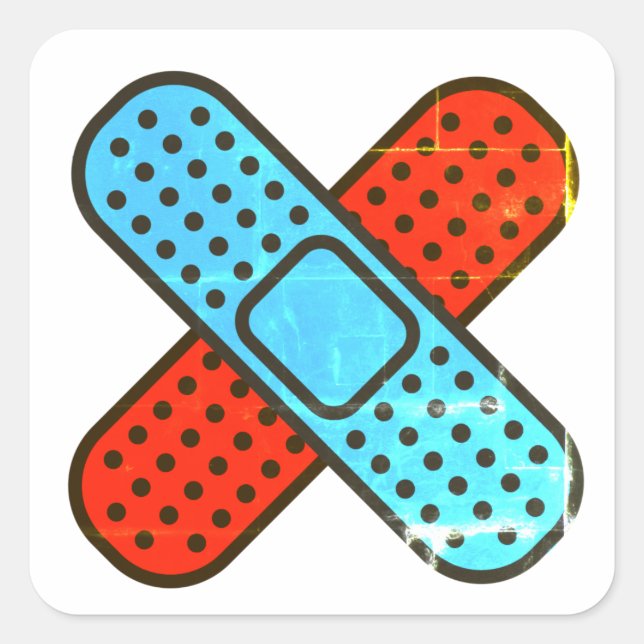 Kor Bandage Bandaid Fyrkantigt Klistermärke (Framsida)