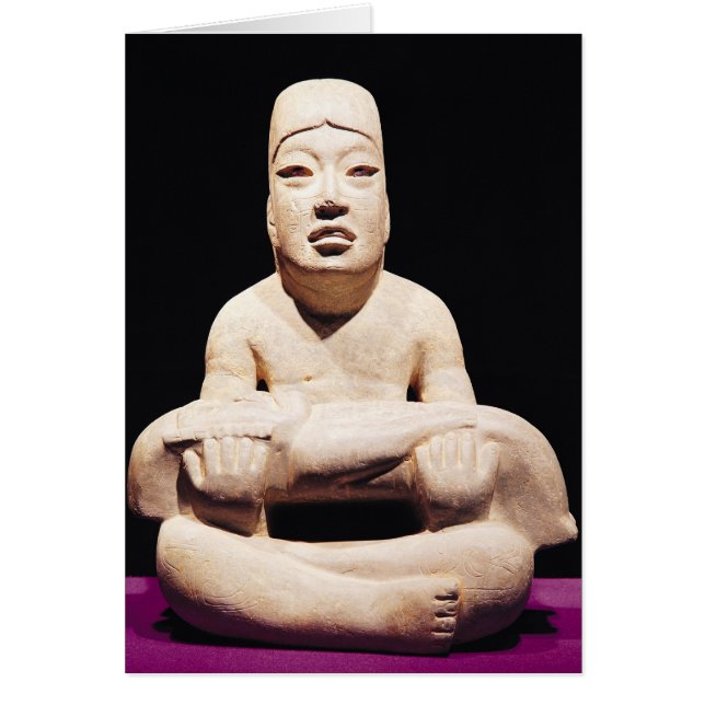 Kor-bensytt figur som innehar baby, Olmec Hälsningskort (Framsidan)