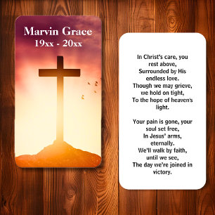 Kor Birds Sunset Funeral Prayer Card Visitkort