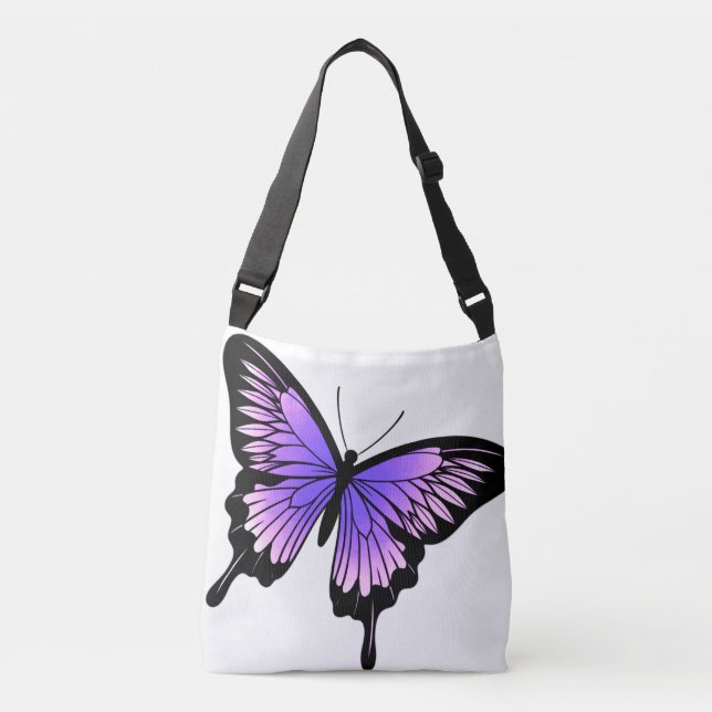 Kor Body Tote Bag, vacker lavender Butterfly Axelväska (Framsida)