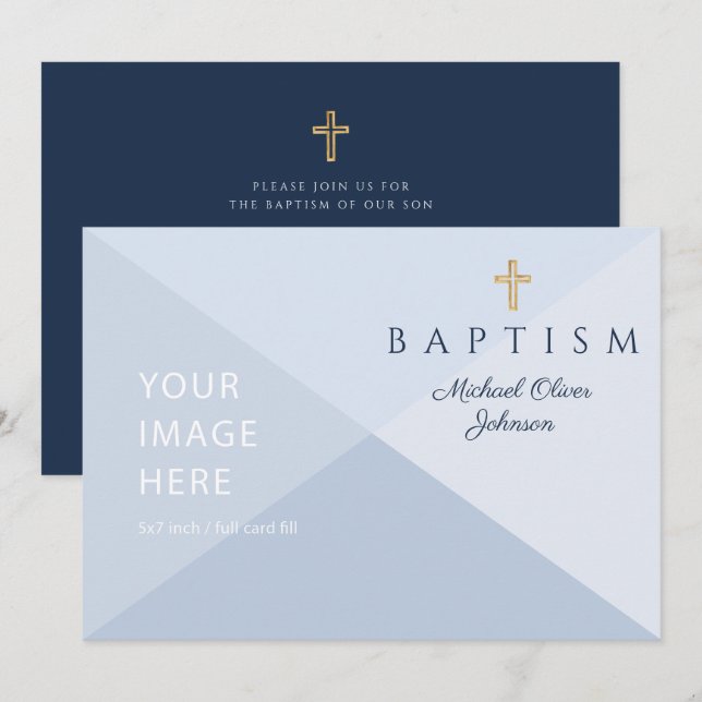 Kor Boy Baptism Anpassningsbar Image Religiösa Inbjudningar (Fram/baksida)