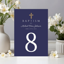 Kor Boy Baptism vid marinblå Religiösa Bordsnummer