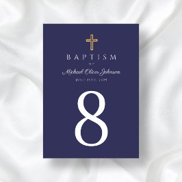 Kor Boy Baptism vid marinblå Religiösa Bordsnummer