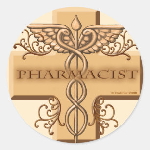 Kor Caduceus farmaceut Runt Klistermärke