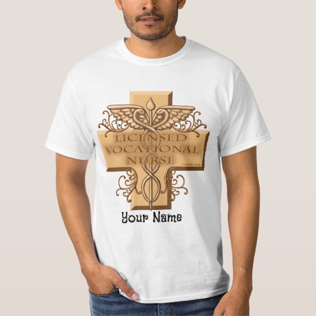 Kor Caduceus LVN Nurse T Shirt (Framsida)