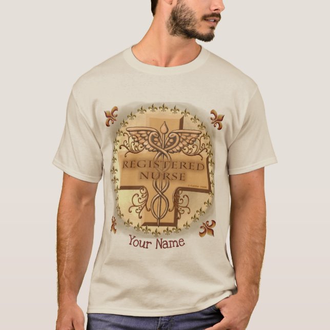 Kor Caduceus RN Nurse T Shirt (Framsida)