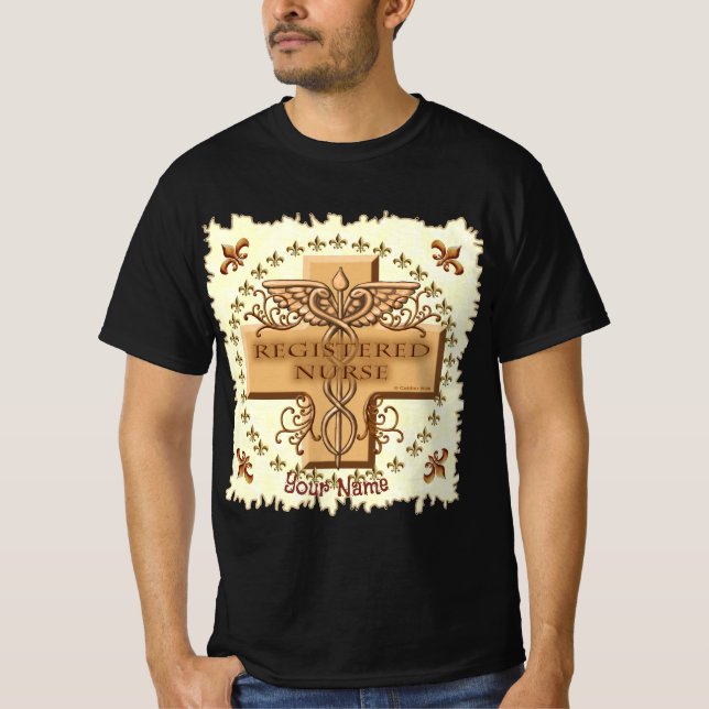 Kor Caduceus RN Nurse T Shirt (Framsida)