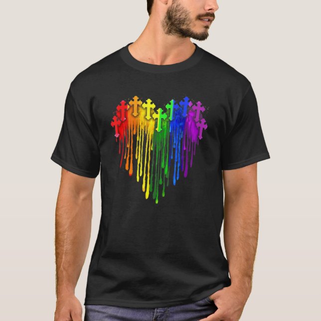 Kor Christian Dripping Heart Lgbt Watercolor T Shirt (Framsida)