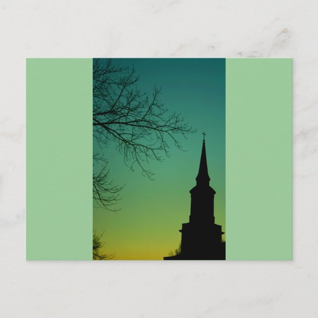 Kor Church Steeple i Twilight Vykort (Framsida)