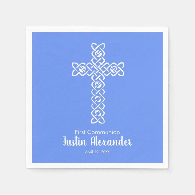 Kor | CornblommBlue Communion Baptism Christen Pappersservett (Framsidan)