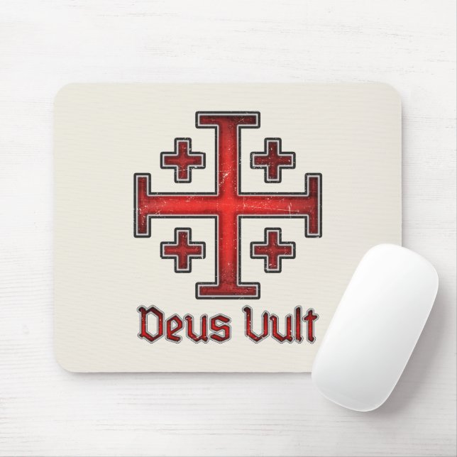 Kor Deus Vult för Jerusalem riddareTemplar Musmatta (Med mus)