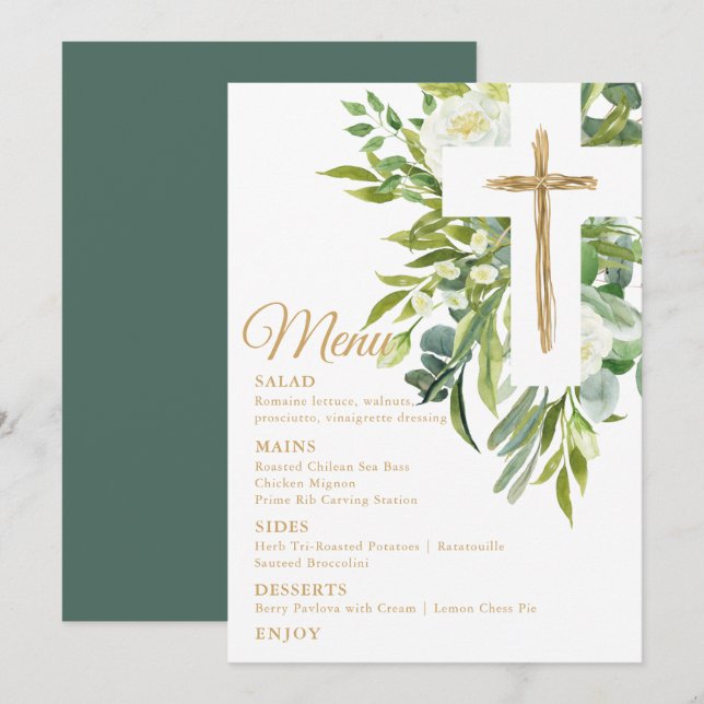 Kor Elegant Baptism i Blommigten Botanical Meny (Fram/baksida)