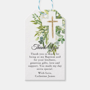 Kor Elegant Baptism i Blommigten Botanical Presentetikett