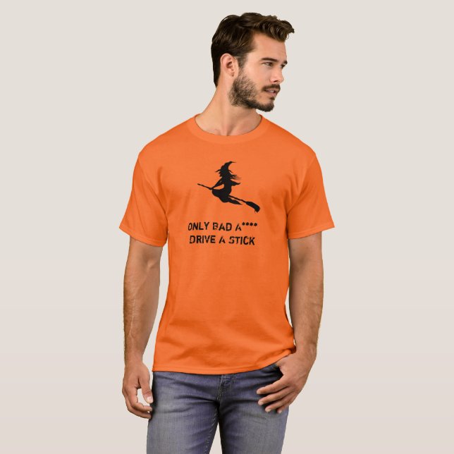 Kör en Stick Witch Halloween T-shirt (Hel framsida)