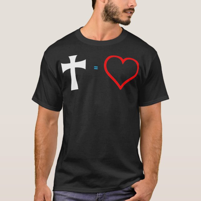 Kor Equals Kärlek Christian Heart Jesus Påsk T Shirt (Framsida)