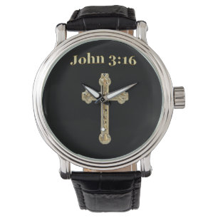 Kor för John 3:16guld Armbandsur