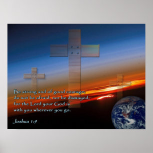Kor för Joshua 1:9solnedgång Poster