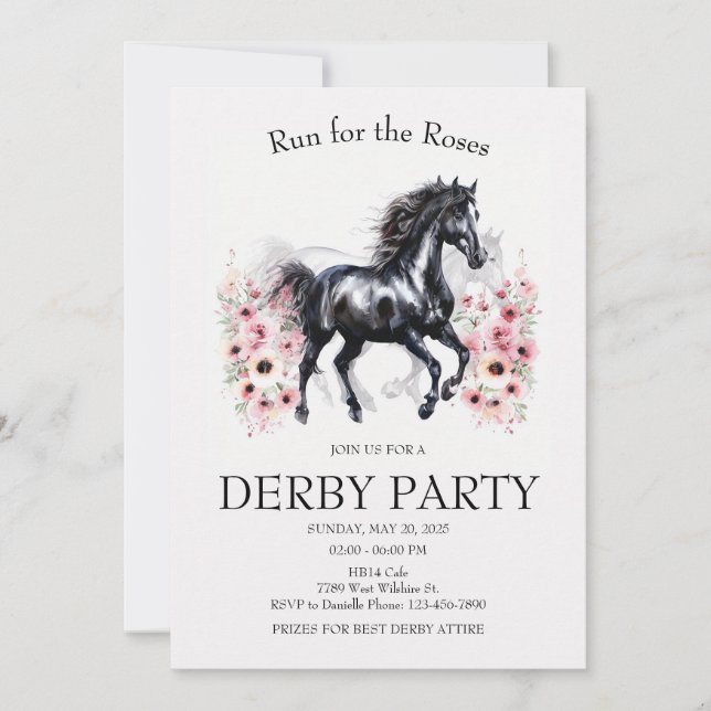 Kör för Rosorna Derby-fest Inbjudan Elegant H (Framsida)