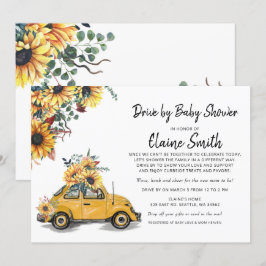 Kör förbi solroser Könsneutrala baby shower Inbjudningar
