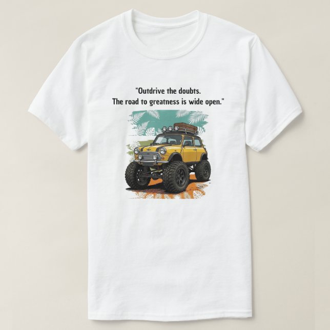 "Kör förbi tvivlen" Gul Mini Monsterbil  T Shirt (Design framsida)