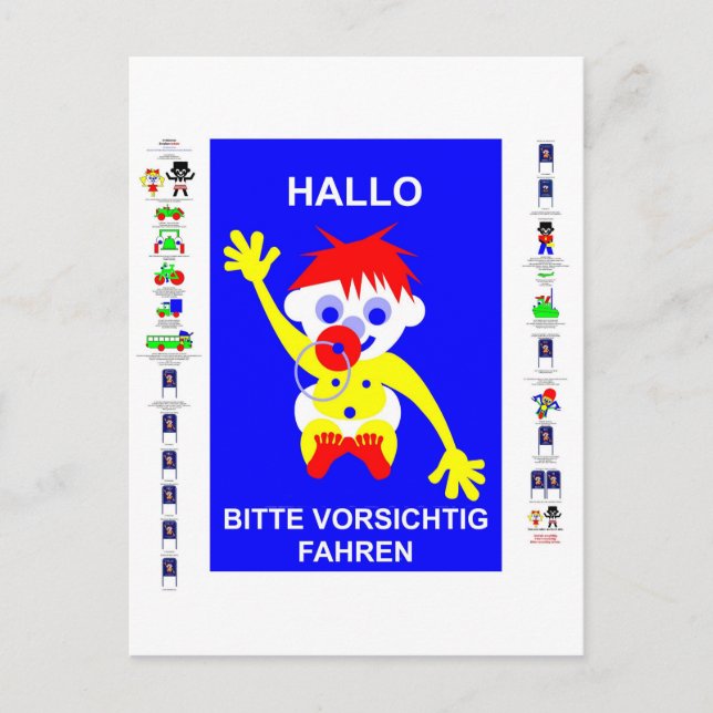 Kör försiktigt - på tyska. vykort (Framsida)