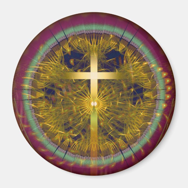 Kor fractal konst runt prydnadsföremål magnet (Framsidan)