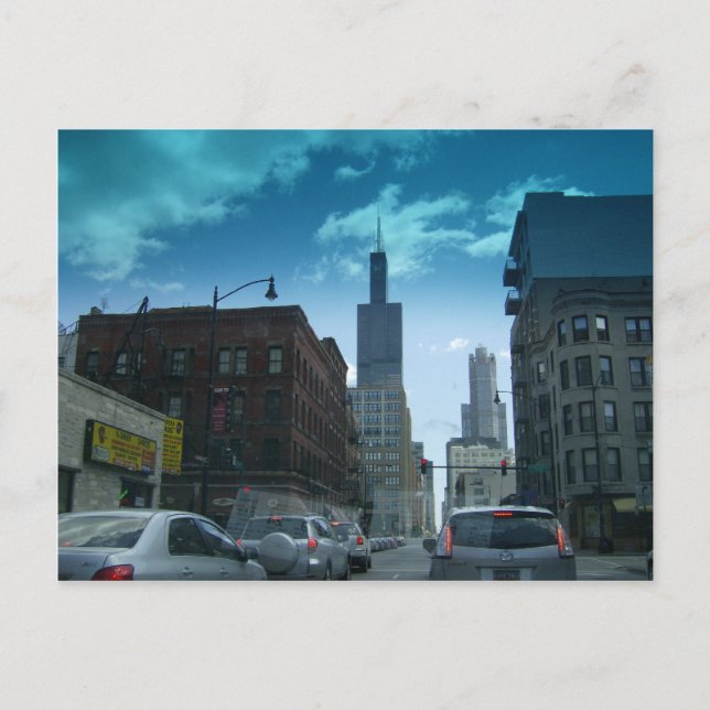 Kör genom centrala Chicago Vykort (Framsida)