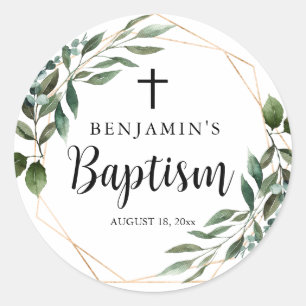 Kor Grey Guld Baptism Classic Round Sticker Runt Klistermärke