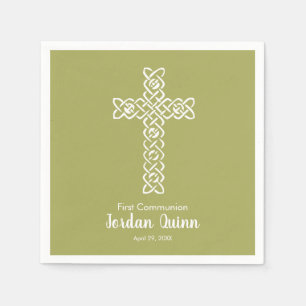 Kor   Gult Grönt Communion Baptism Christening Pappersservett