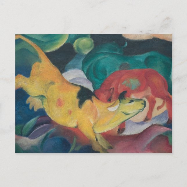 Kor, Gult-Red-Grönt (1912) av Franz Marc Vykort (Framsida)