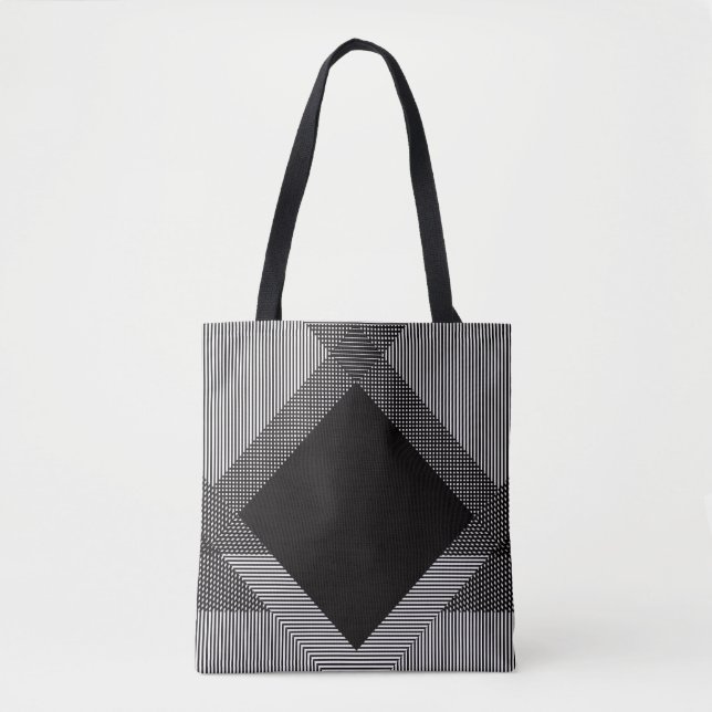 Kor-Hatch Op Art Tote Tygkasse (Framsida)