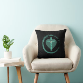 Kor Heart Circle Emerald Grönt Pillow Kudde
