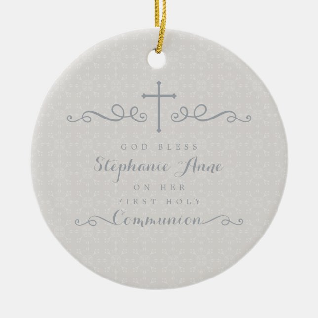 Kor i Blommönstret Taupe Julgransprydnad Keramik (Framsidan)