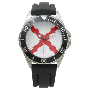 Kor i Burgundy Flagga Armbandsur