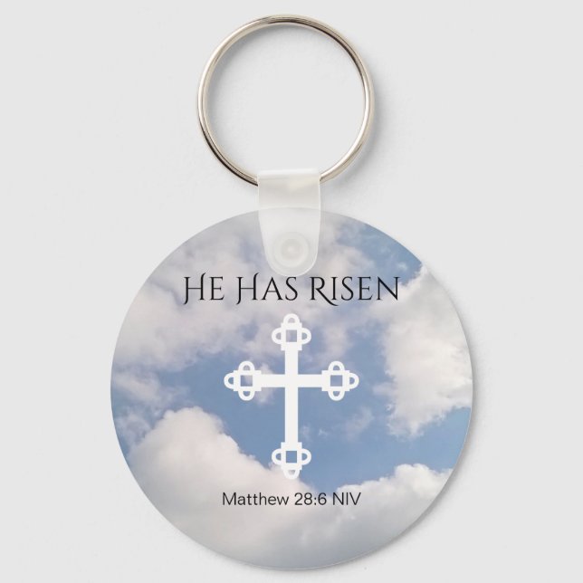 Kor i Cloudy Himlar med resurretion bible Verse Nyckelring (Framsida)