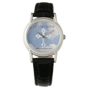 Kor i Cloudy Himlar Resurrection Blue Påsk Gift Armbandsur