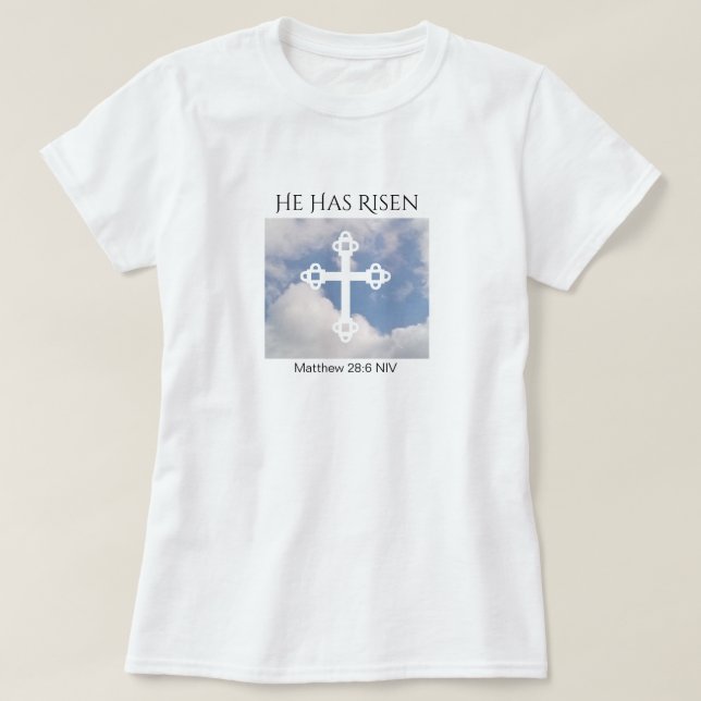 Kor i Cloudy Himlar Resurrection Blue Påsk Gift T Shirt (Design framsida)