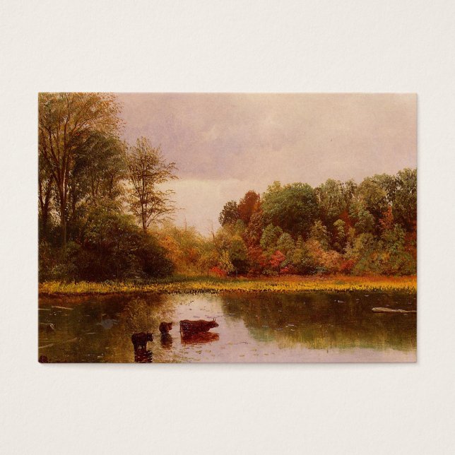 Kor i ett vattendrag, Albert Bierstadt Visitkort (Framsidan)