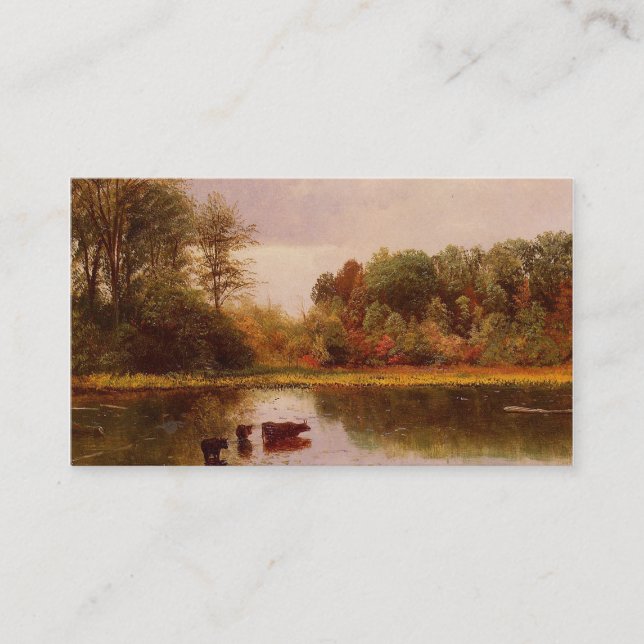 Kor i ett vattendrag, Albert Bierstadt Visitkort (Framsida)