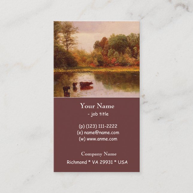 Kor i ett vattendrag, Albert Bierstadt Visitkort (Framsida)